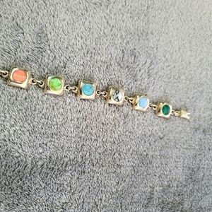 Silver Bracelet with Multi-Colored Stones